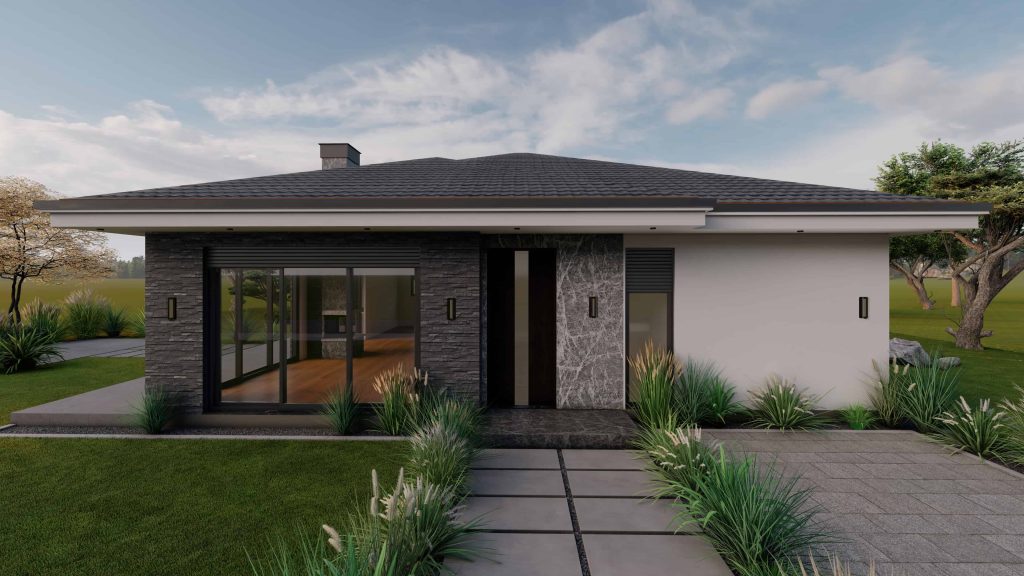 Plani i shtepise 1 katshe GrayStone 10x10 hyrja