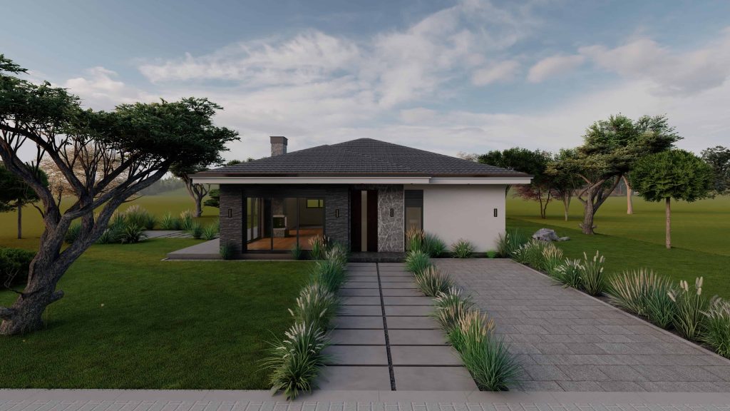 Plani i shtepise 1 katshe GrayStone 10x10 larg